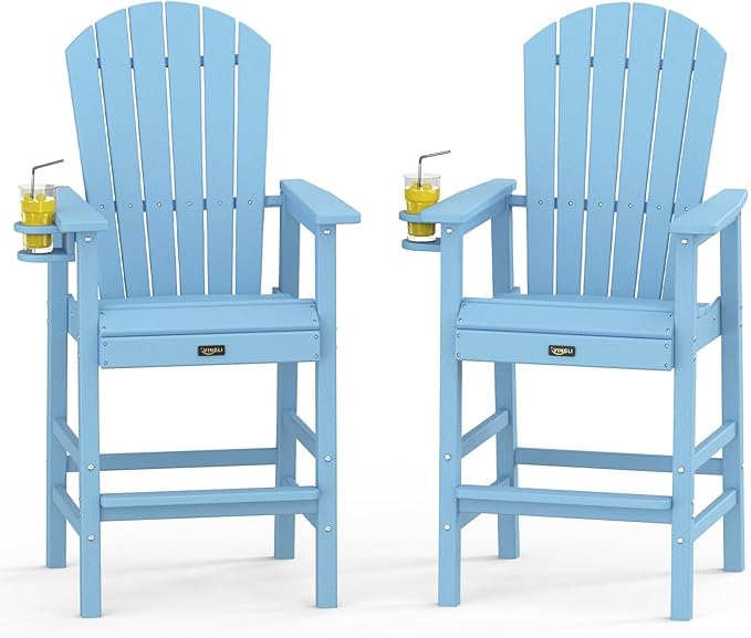 VINGLI Tall Adirondack Chairs Set of 2, All-Weather Plastic Adirondack Chair by VINGLI