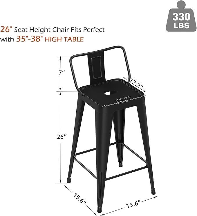 Metal Bar Stools Set of 2 Barstools Indoor/Outdoor Counter Height Bar Chairs - Image 2