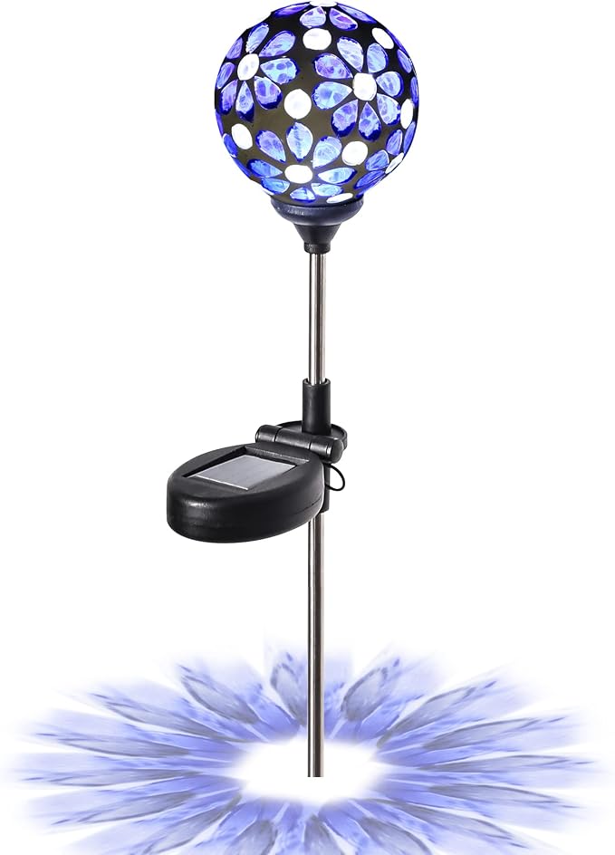 WNP Solar Garden Decorative Stakes Blue Outdoor Waterproof Mosaic Solar Powered by WNPMakeYourLifeBeautiful