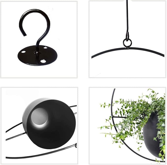 Hanging Planter for Indoor Outdoor Plants Metal Mid Century Minimalist Wall - Image 7