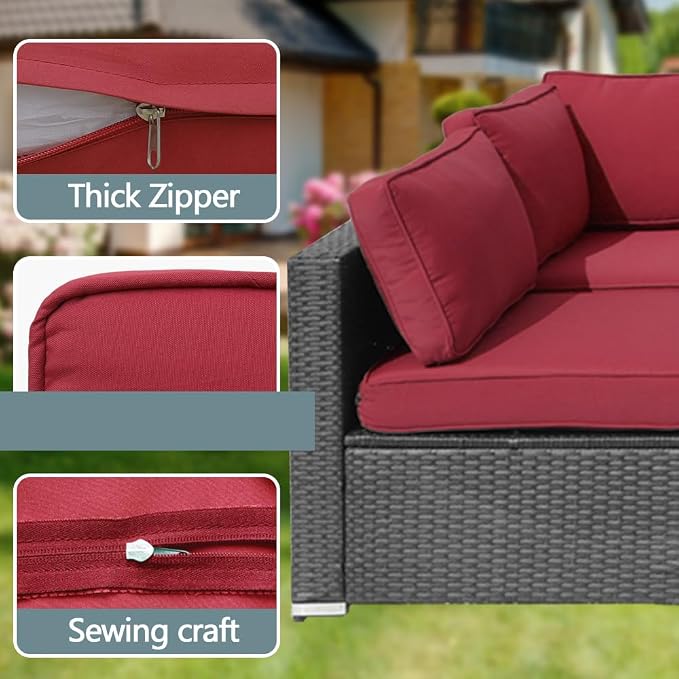 14Pcs Outdoor Cushion Covers Replacement Washable w/Zipper - Image 3