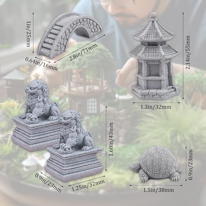 ZORZA 1Set Mini Chinese-Style Sandstone Figurines Enchanting Garden Bridge - Image 4