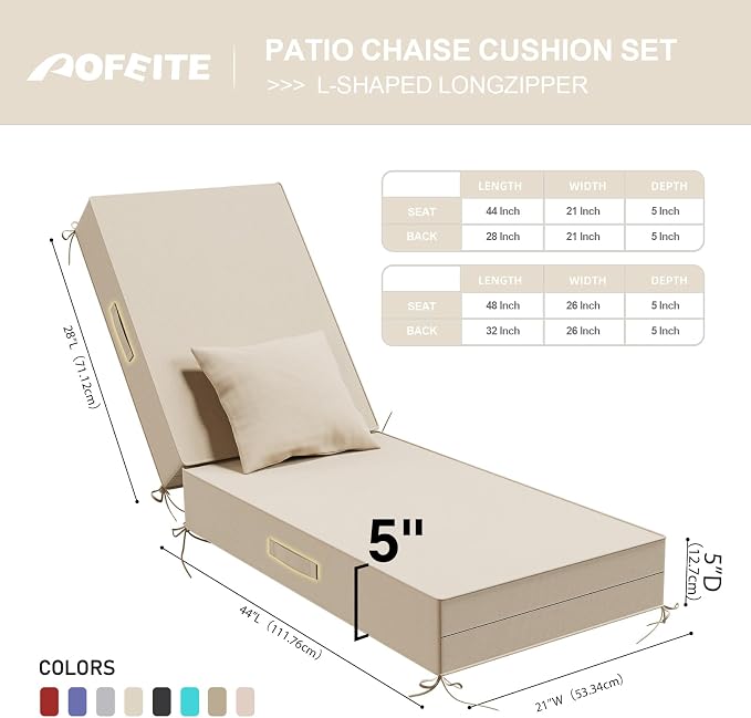 Outdoor Water-Resistant Olefin Chaise Lounge Cushions - Image 3