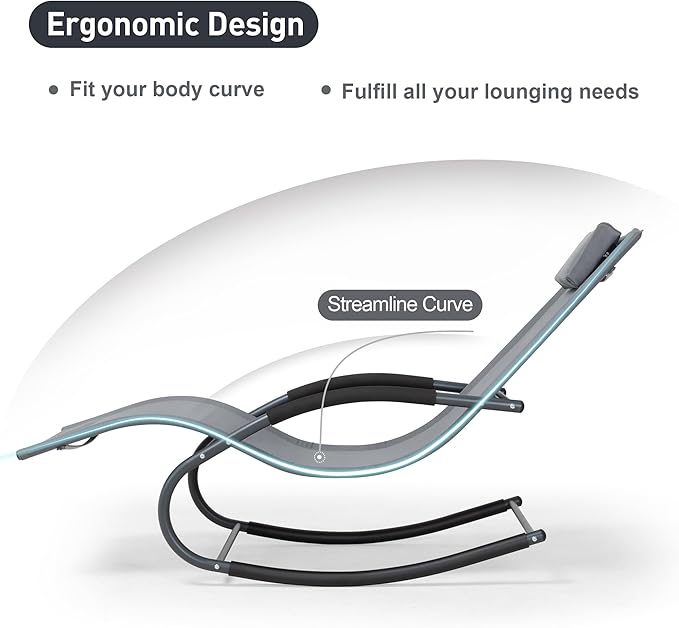 Outdoor Lounge Chair with Pillow, Chaise Lounge Chair - Image 4