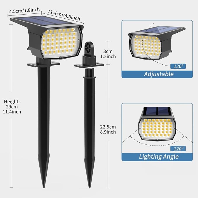 Solar Spot Lights Outdoor Waterproof IP65, 12 Pack Landscape Spotlights - Image 6