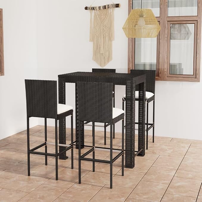 vidaXL 5-Piece Outdoor Patio Bar Set - Image 2