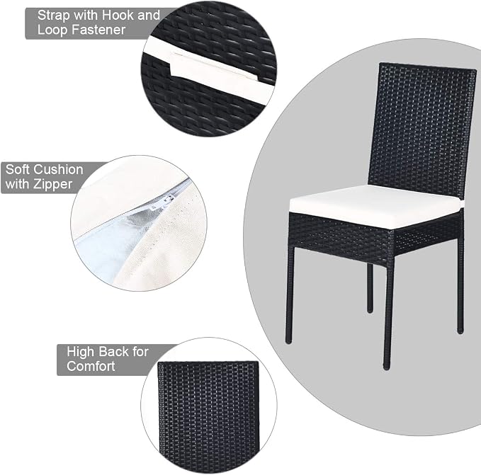 Tangkula 5 Piece Wicker Patio Dining Set, Outdoor Rattan Table & Chairs Set - Image 6