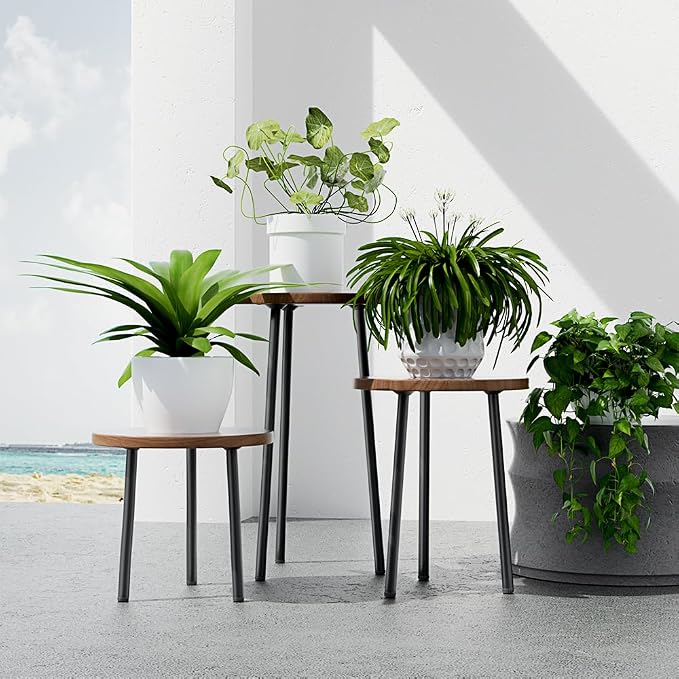 Plant Stand Indoor 2 Pack: Plant Table 14''&20'' Wooden & Metel Heavy Duty - Image 6