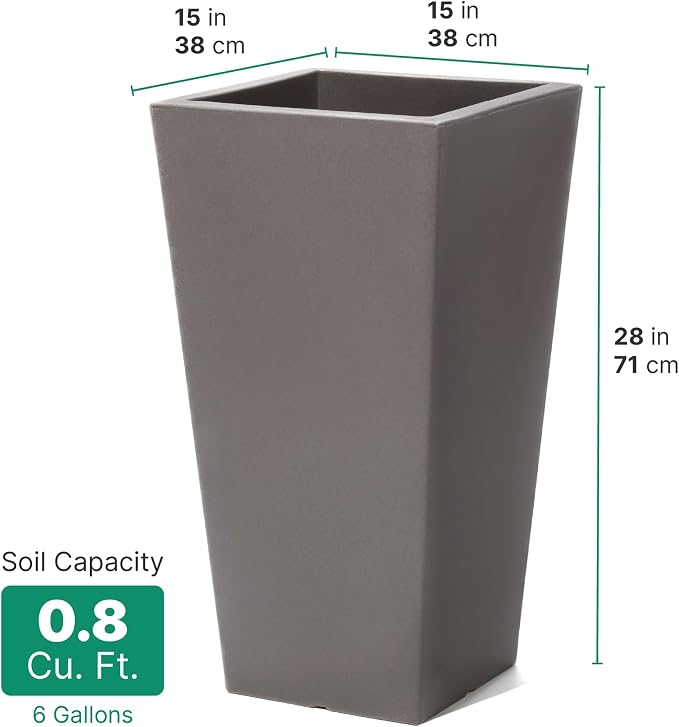 Step2 Tremont Tall Square Tapered Planter, Indoor/Outdoor Plants, Efficient - Image 8