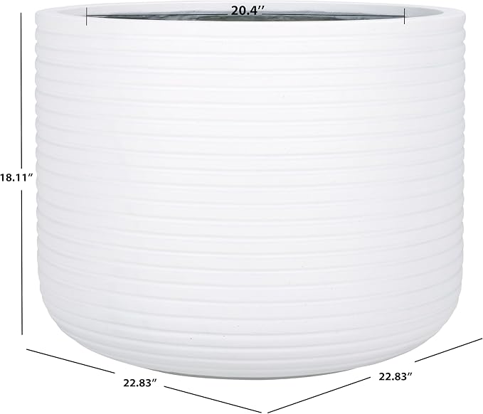 SAFAVIEH Outdoor Collection Nardo White Cement Ficonstone Planter Pot - Image 3