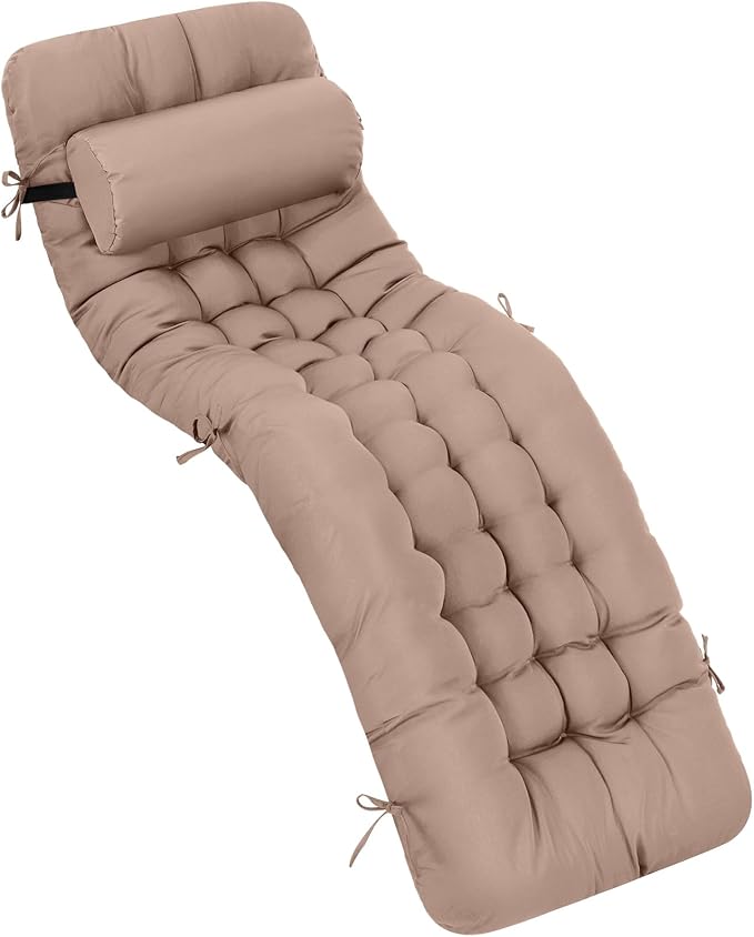 Tudomro 1 Pcs Light Camel 66'' Outdoor Chaise Lounge Cushion Waterproof Patio by Tudomro