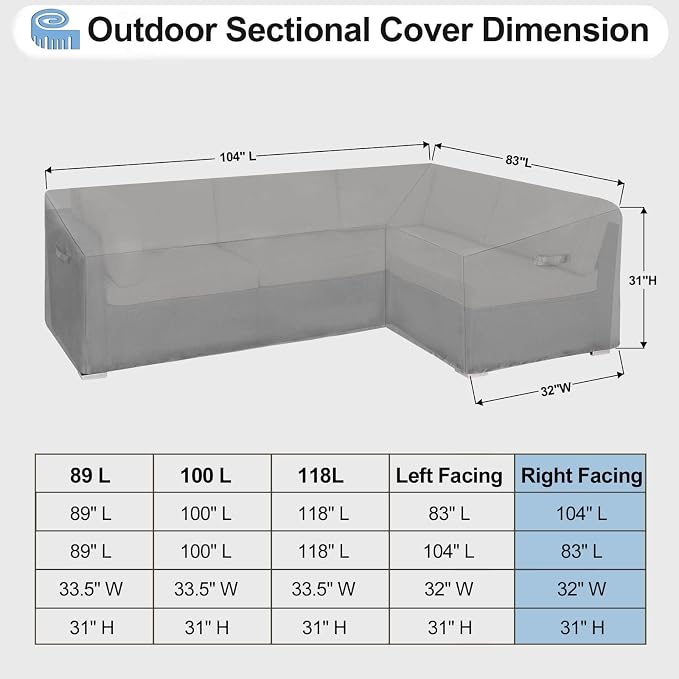 OutdoorLines Waterproof Outdoor Patio Sectional Cover - Image 2