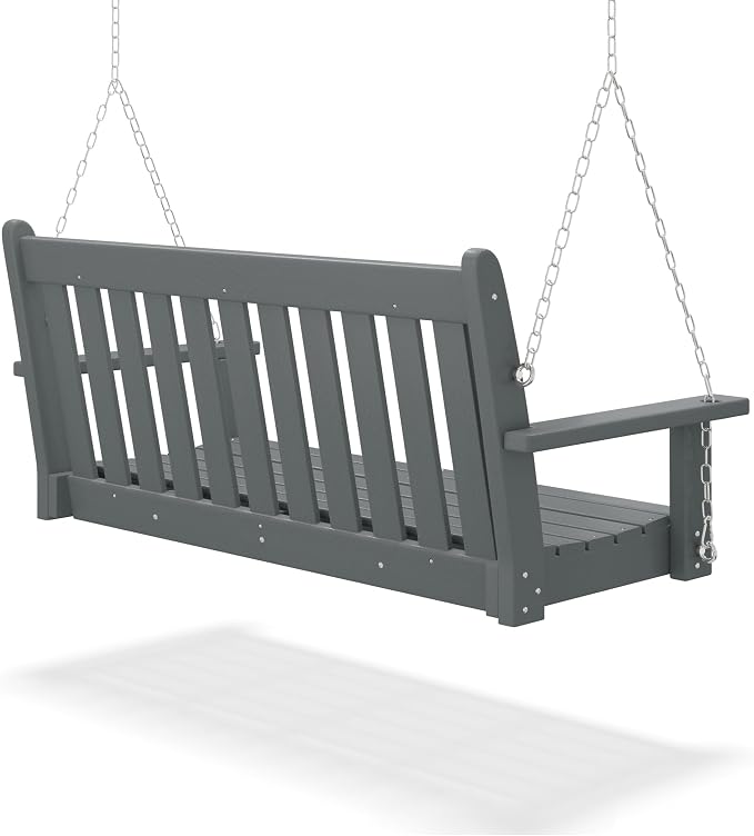 COSTAELM Paradise Outdoor Patio HDPE Hanging Front Porch Swing Bench - Image 4