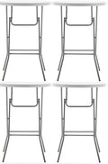 BTExpert 32" Round 43" Bar Height White Granite Plastic Folding Table Portable by BTExpert
