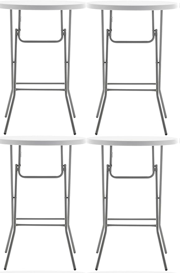 BTExpert 32" Round 43" Bar Height White Granite Plastic Folding Table Portable by BTExpert