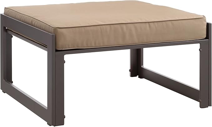 Modway Fortuna Aluminum Outdoor Patio Ottoman in Brown Mocha by Modway