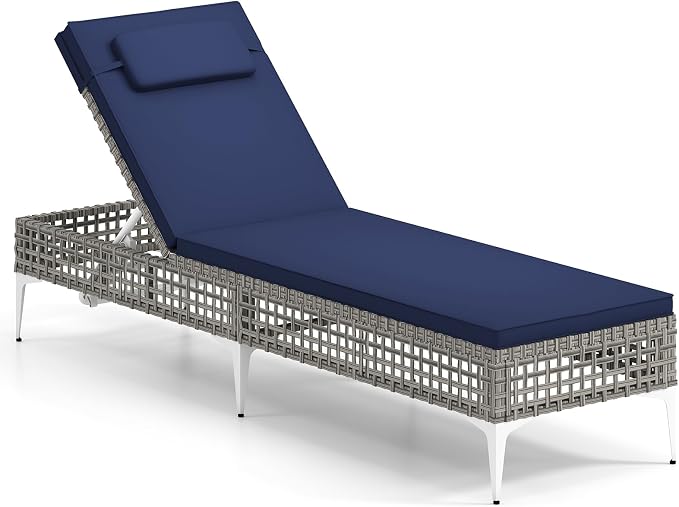 Tangkula Patio Chaise Lounge Chair, PE Wicker Reclining Sun Lounger by TANGKULA