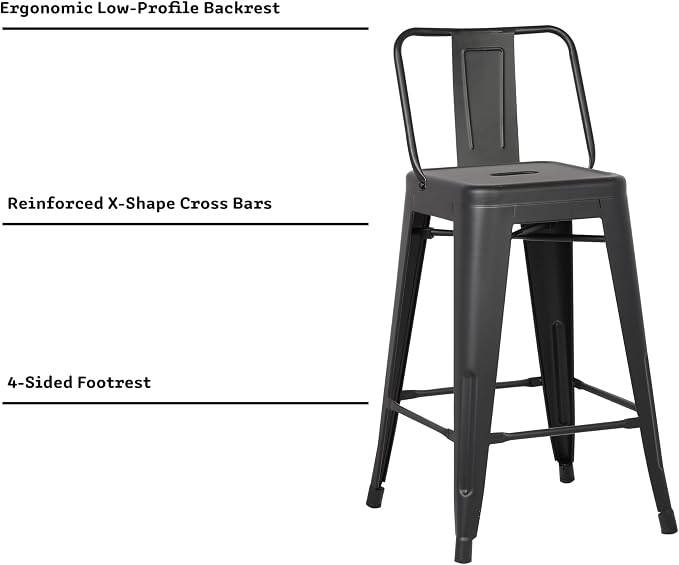 AC Pacific 24” Metal Barstool Set of 4 – Country Rustic Style - Image 5