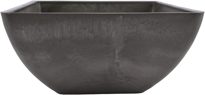 PSW Pot Collection 12x6 inch Plastic/Stone/Wood Composite Square Planter – No - Image 2