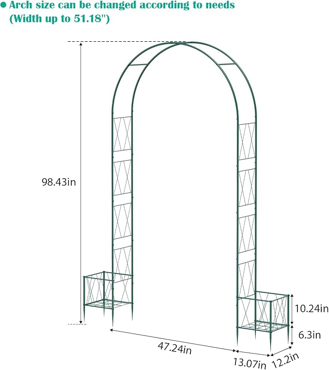 Garden Arch Trellis for Climbing Plants, 8.2 Ft Metal Pergola Arbor - Image 2