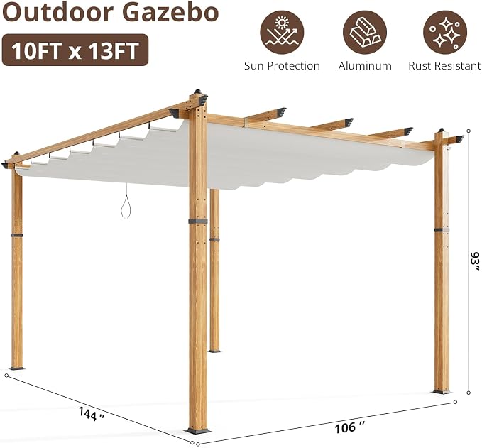 10 x 13 ft Aluminum Pergola - Image 3