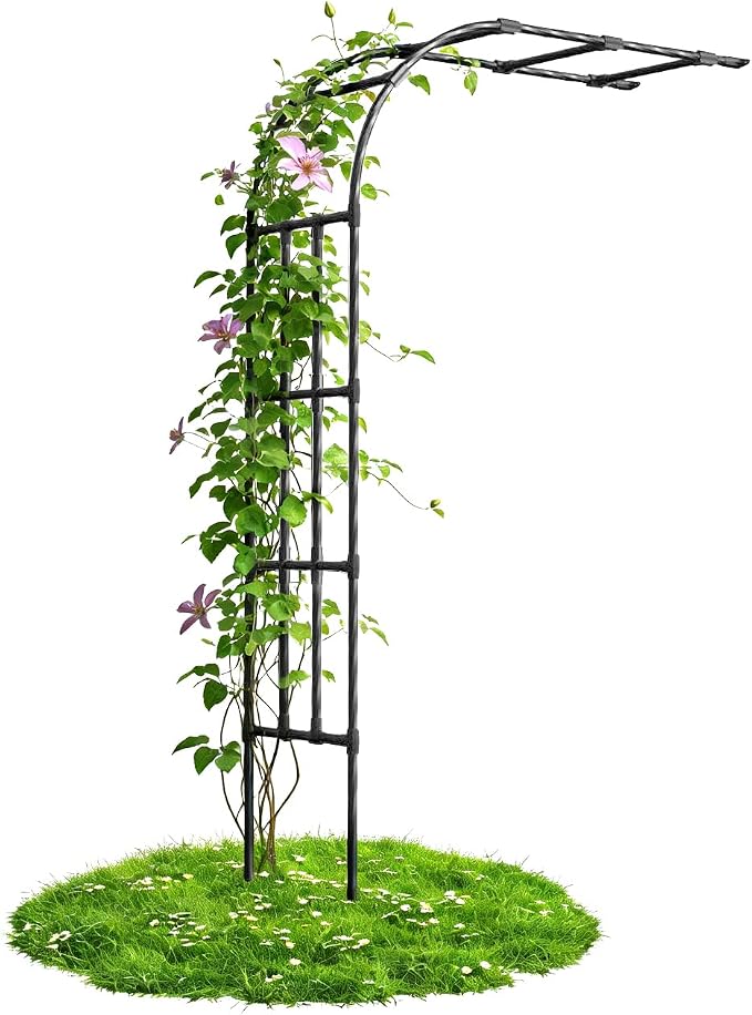 Half Side Garden Arch Trellis 3.93FT×8.53FT, Metal Arbor Trellis by PlusYard