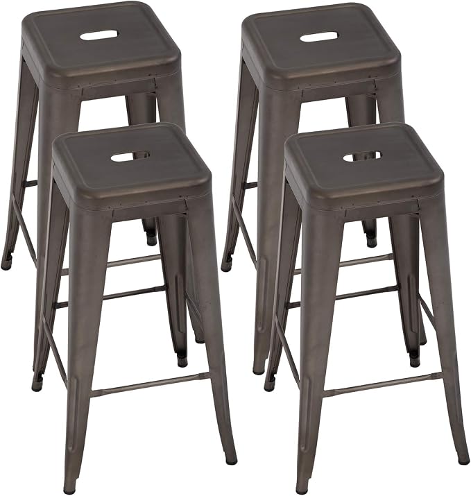 FDW Metal Bar Stools Set of 4 Counter Height Bar Stool 30 Barstools Industrial by FDW