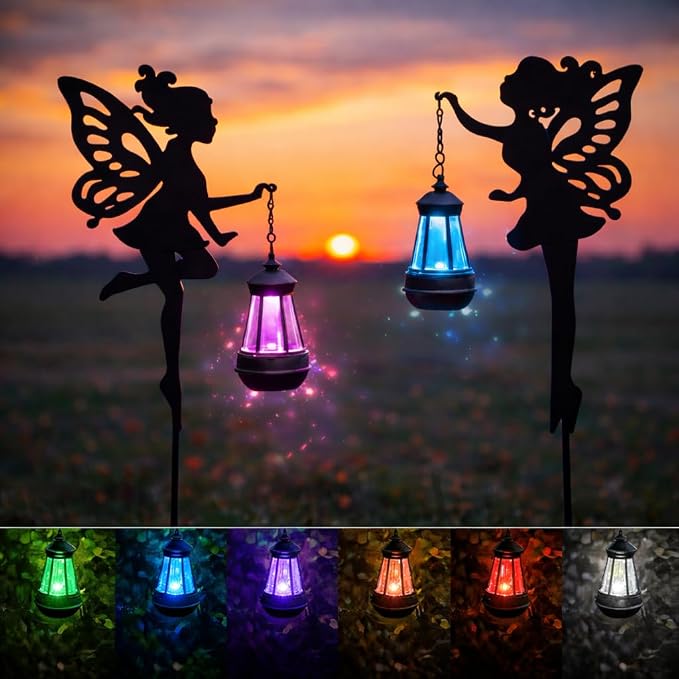Solar Fairy Garden Lights Outdoor – Spring Decorations Yard Ornaments, by PowerUpwiththeSun