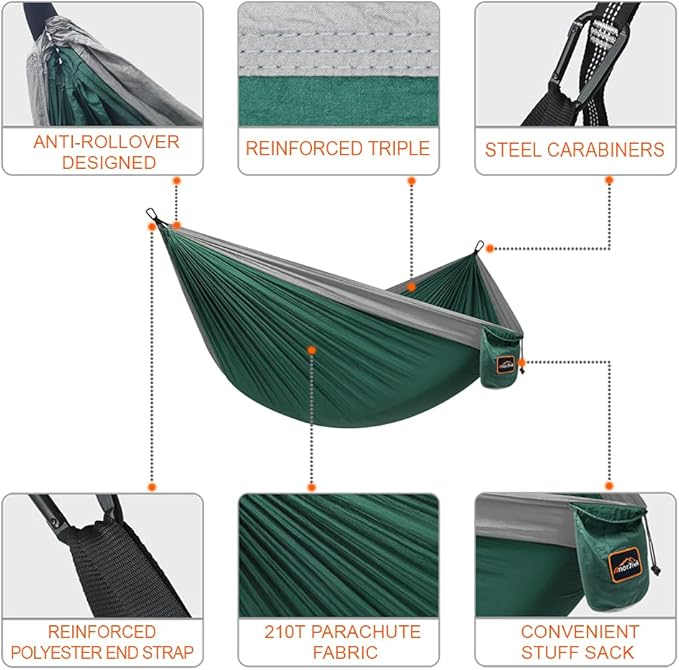 Camping Hammock, Super Lightweight Portable Parachute Hammock - Image 2