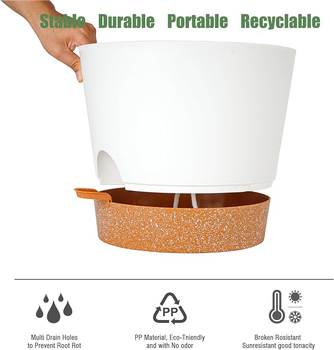 12inch Large Self Watering Plant Pot, Plastic Cylinder Planter - Image 7