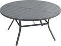 Patio Dining Table for 6, Round Metal Outdoor Table by VOXBIN