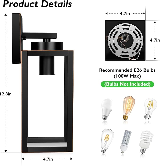BesLowe Outdoor Wall Light Fixtures, Exterior Waterproof Wall Lanterns - Image 2