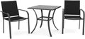 3-Piece Outdoor Dining Set, Powder Coated Steel Table by Anmutig