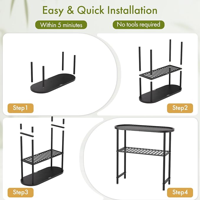 Narrow Hallway Table for Entryway, Small Console Table Black 30.7", Bamboo - Image 8