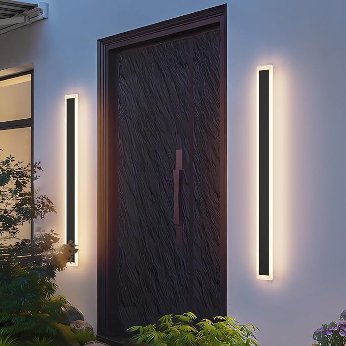 2 Pack 47.2In Long Outdoor Wall Light IP65 Waterproof, 35W Black Modern LED - Image 5