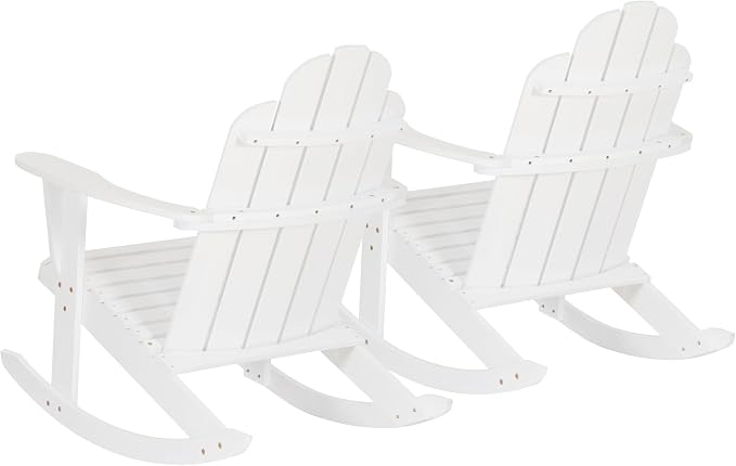 Jayde White Solid Wood Outdoor Adirondack Rocking Chair Set of 2 by Linon - Image 8
