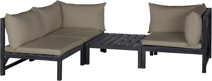 SAFAVIEH Outdoor Collection Lynwood Dark Slate Grey and Taupe Modular Outdoor - Image 3
