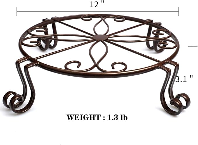 Brown Plant Stand for Flower Pot Heavy Duty Potted Holder Indoor Outdoor Metal - Image 2