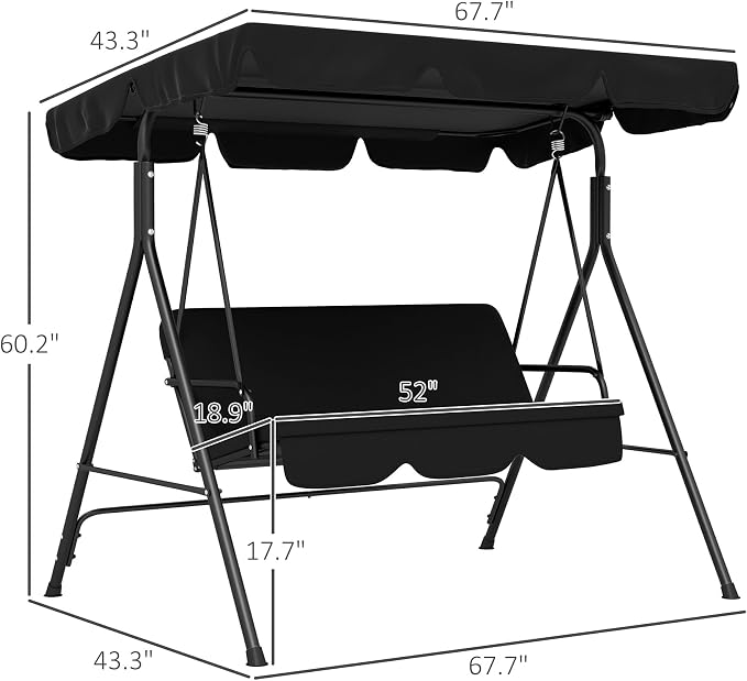 Outsunny 3-Seat Outdoor Patio Swing Chair - Image 7