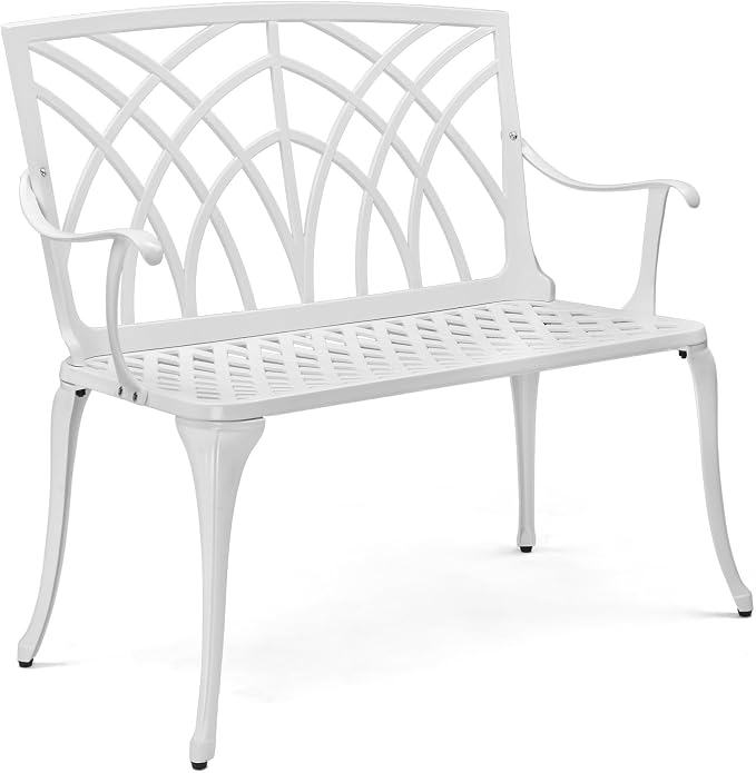 VINGLI 38" Outdoor Bench Cast Aluminium Garden Bench, Orchid Porch Benches by VINGLI