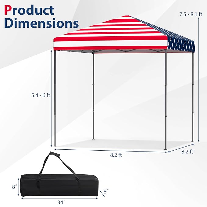 Tangkula 6.6x6.6 Ft Pop Up Canopy, 1 Person Instant Setup Canopy Tent - Image 6