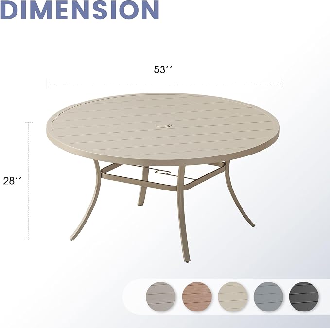 VICLLAX 50" Round Patio Table, Outdoor Dining Table - Image 3