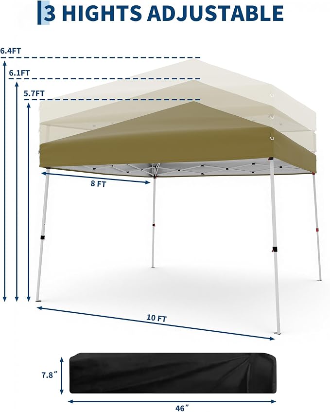 Canopy Tent, GarveeLife 10X10 FT Pop Up Canopy Outdoor Instant Tent Slant Legs - Image 2