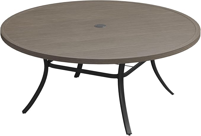 Patio Dining Table for 8-10, Round Metal Outdoor Table by VOXBIN