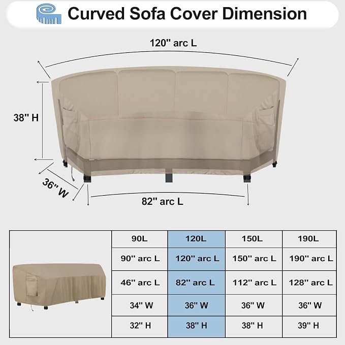 OutdoorLines Waterproof Curved Outdoor Sectional Cover - Image 2
