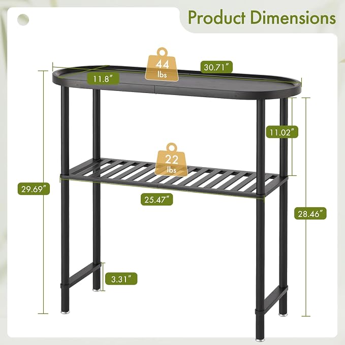 Narrow Hallway Table for Entryway, Small Console Table Black 30.7", Bamboo - Image 2