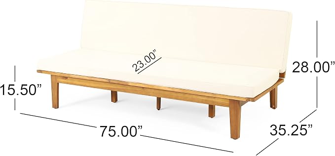Christopher Knight Home Jill Daybed, Teak + Beige - Image 2