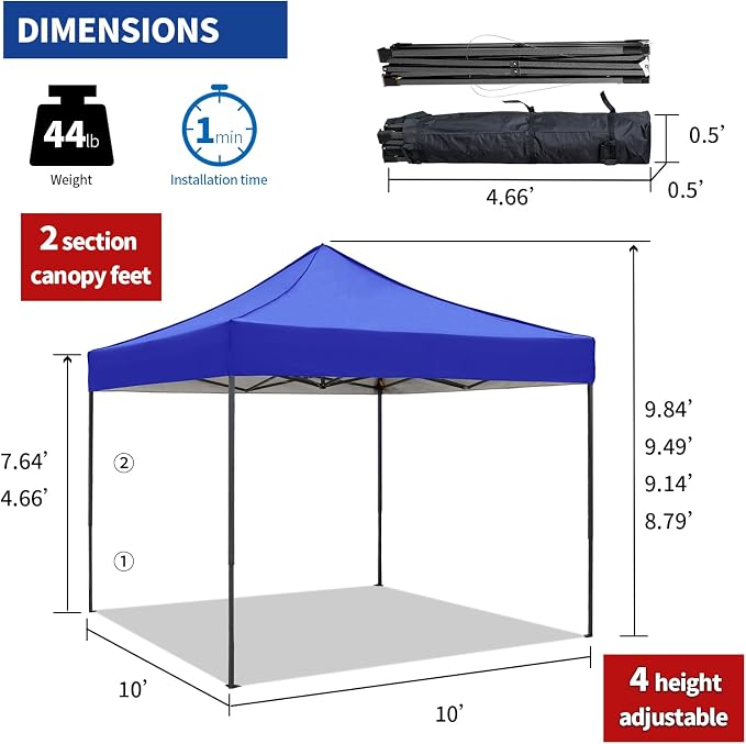 10x10 Pop up Canopy Tent with Sidewalls, Heavy Duty Waterproof Sun Shade Canopy - Image 7