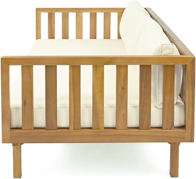 Merax Outdoor Solid Acacia Wood Daybed, 3 Seater Day Bed Couch Sofa - Image 7