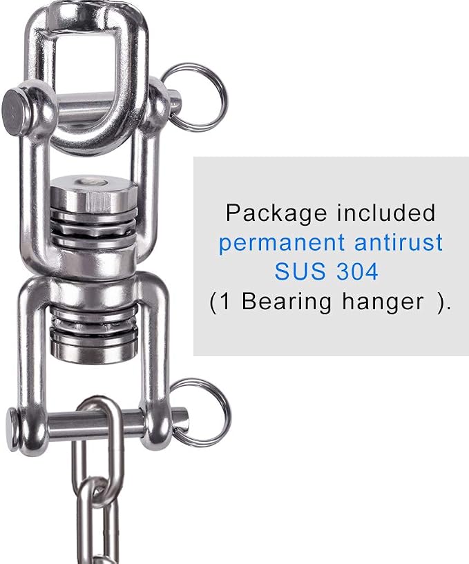 BeneLabel Dual Hanging Rings Hammock Swing Hanger, Swivel Stainless Steel - Image 4